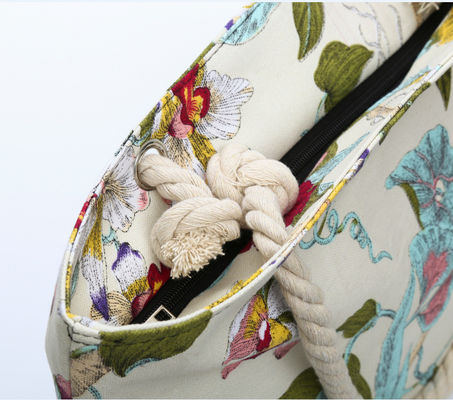 OEM/ODM Acceptable Cotton Beach Bag with Custom Printed Logo and Cotton Rope Handle
