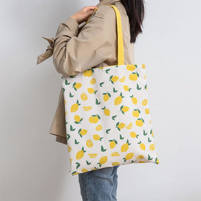 Custom Logo Medium Size Foldable Cotton Canvas Tote Bag for Grocery Shopping