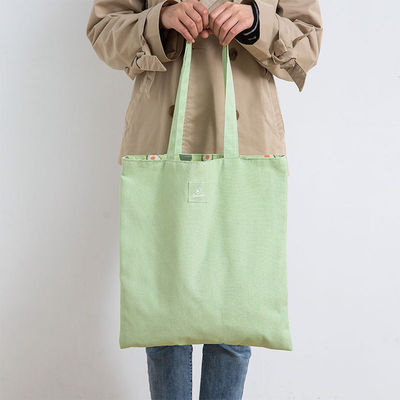 Custom Logo Medium Size Foldable Cotton Canvas Tote Bag for Grocery Shopping