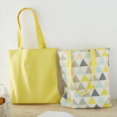 Custom Logo Medium Size Foldable Cotton Canvas Tote Bag for Grocery Shopping