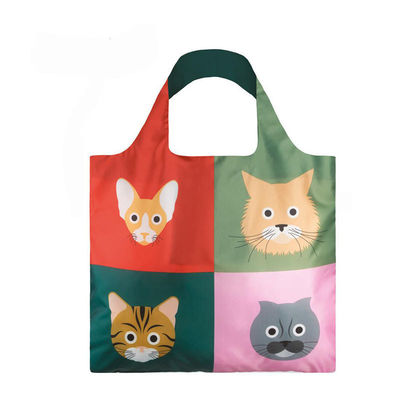 Handled Style REPT Dog's Woof Polyester Fabric Beach Bags Animal Folding Shopping Bag