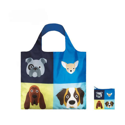 Handled Style REPT Dog's Woof Polyester Fabric Beach Bags Animal Folding Shopping Bag