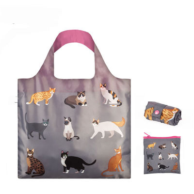 Handled Style REPT Dog's Woof Polyester Fabric Beach Bags Animal Folding Shopping Bag