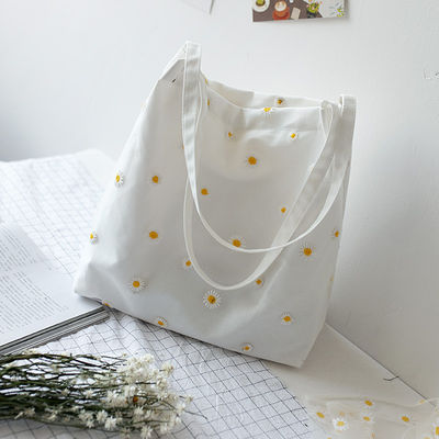 OEM/ODM Accepted Custom Logo Direct Embroidered Medium Size Shopping Cotton Tote Bag