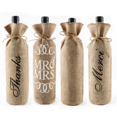 Jute Wine Bottle Covers with Drawstrings Reusable Wine Gift Bags in Customized Color