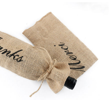 Jute Wine Bottle Covers with Drawstrings Reusable Wine Gift Bags in Customized Color