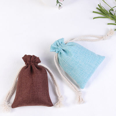 Eco-friendly Custom Logo Printed Linen Pouch Jute Burlap Drawstring Gift Bag