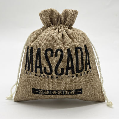 Custom Logo Jute Drawstring Pouch for Daily School Life Essentials and Organization