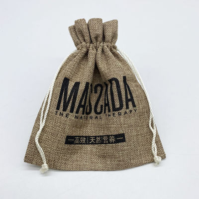 Custom Logo Jute Drawstring Pouch for Daily School Life Essentials and Organization