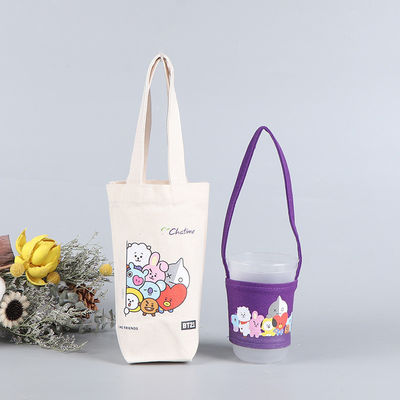 Personalized Mini Coffee Milk Cup Holder Canvas Drink Carrier Tote Bag Customized Logo