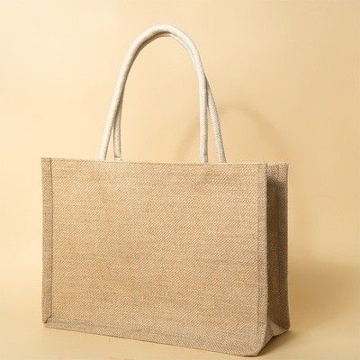 Eco-Friendly Jute Shopping Bags with Customized Printed Logo and Leather Handles