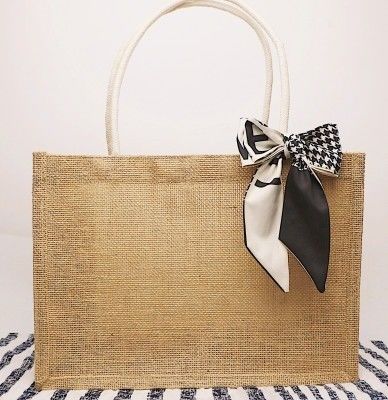 Eco-Friendly Jute Shopping Bags with Customized Printed Logo and Leather Handles