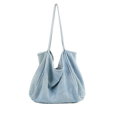 Lightweight Denim Eco Friendly Cosmetic Shopping Tote Bag with Cartoon Pattern