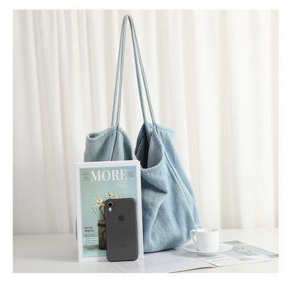 Lightweight Denim Eco Friendly Cosmetic Shopping Tote Bag with Cartoon Pattern