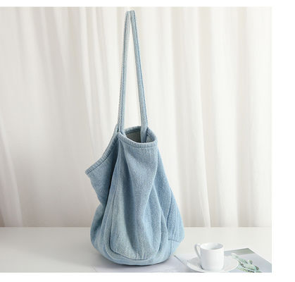 Lightweight Denim Eco Friendly Cosmetic Shopping Tote Bag with Cartoon Pattern