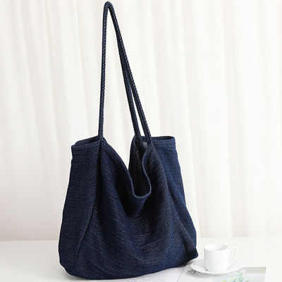Lightweight Denim Eco Friendly Cosmetic Shopping Tote Bag with Cartoon Pattern