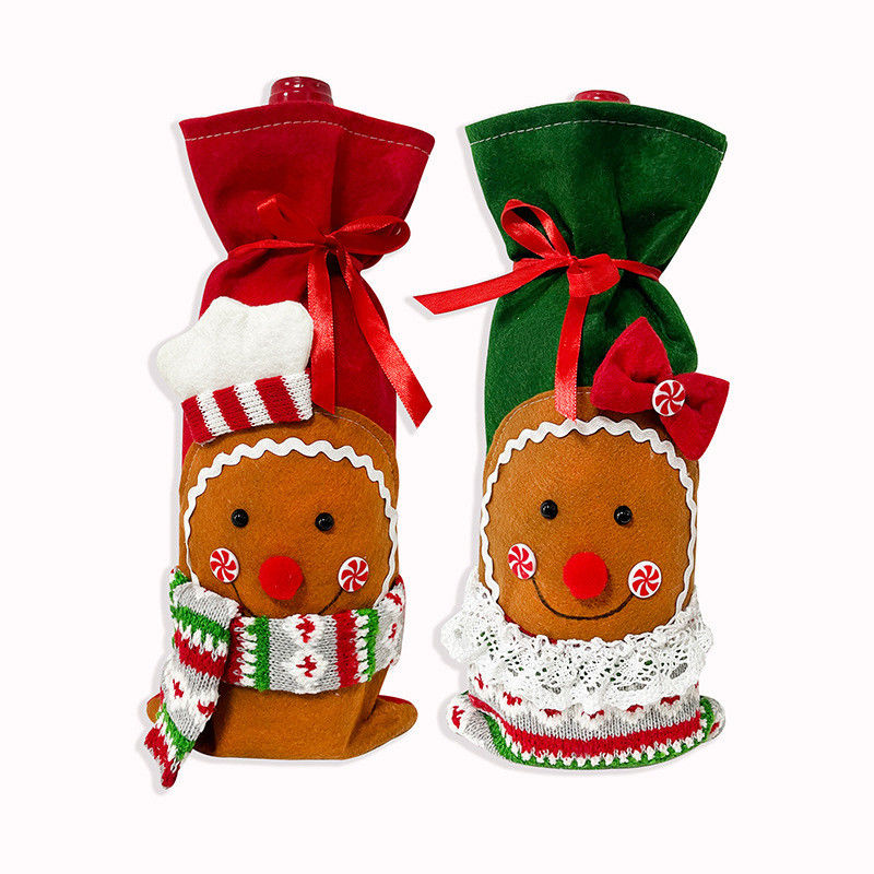 Christmas Wine Bottle Covers Bag Snowman Santa Claus Champagne Bottle Cover Sleeve Merry Christmas Year Table Decorations