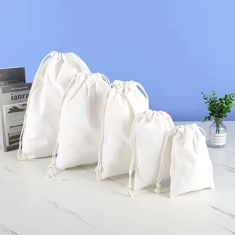 Organic Cotton Muslin Double Shopping Canvas Drawstring Pouch Dust Bag for handbag shoe Custom Logo