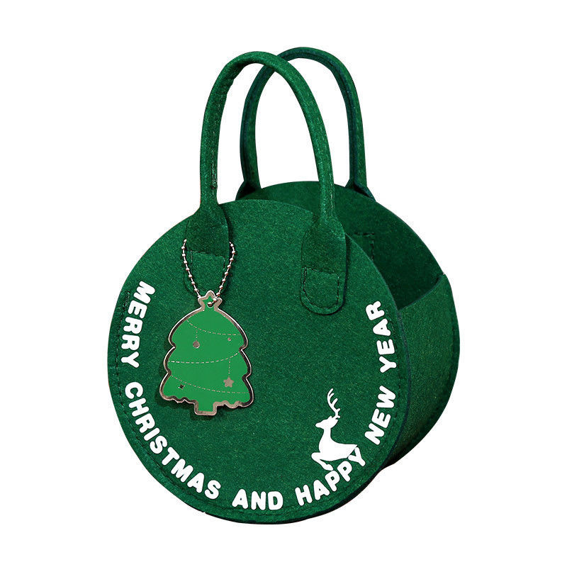 Fashionable Christmas Felt Bag Red Santa Claus Shopping Bag with Round Gift Bag Design