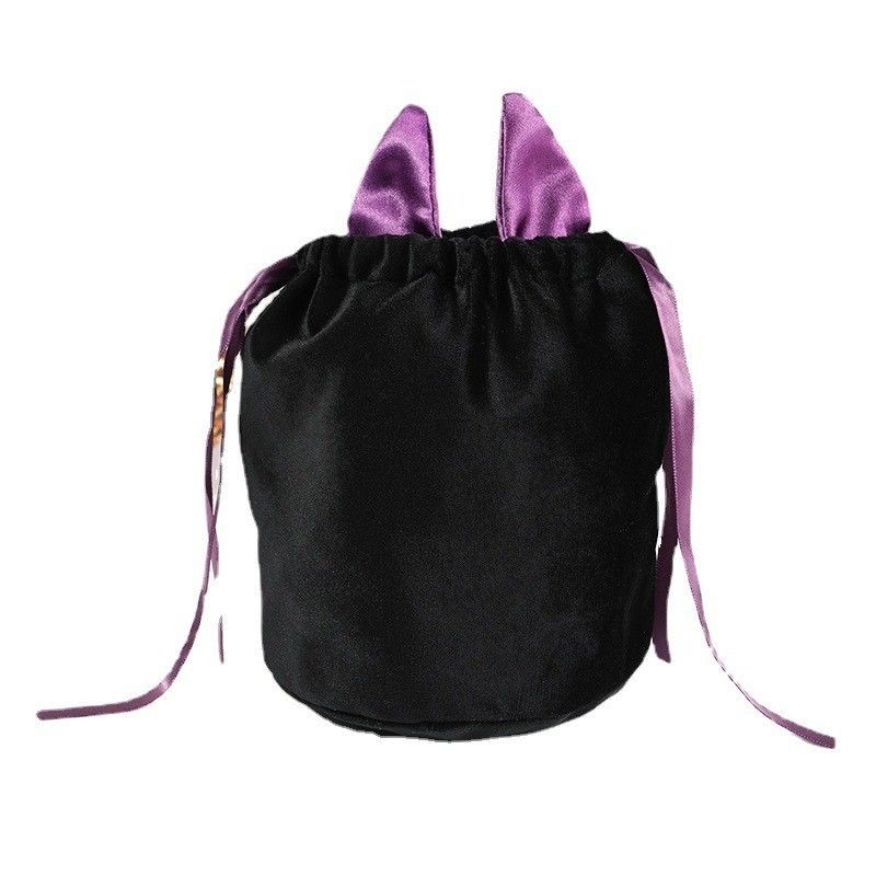 OEM/ODM Acceptable Halloween Bat Bag with String Bag Decoration and Orange Candy Gift