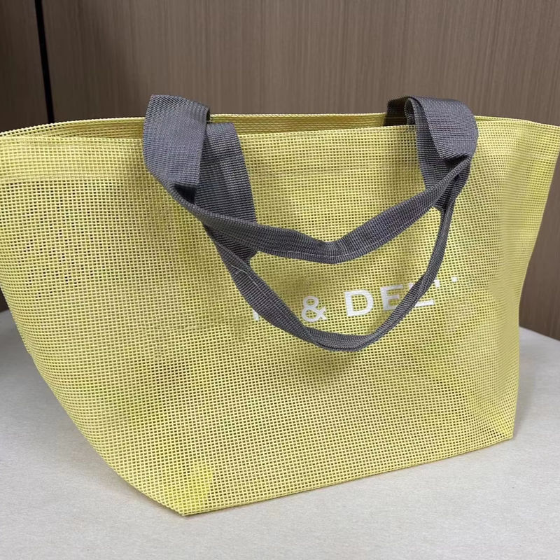 Customized Logo Mesh Bags Reusable Nylon Wire Mesh Shopping Tote Bag Mesh Beach Bag