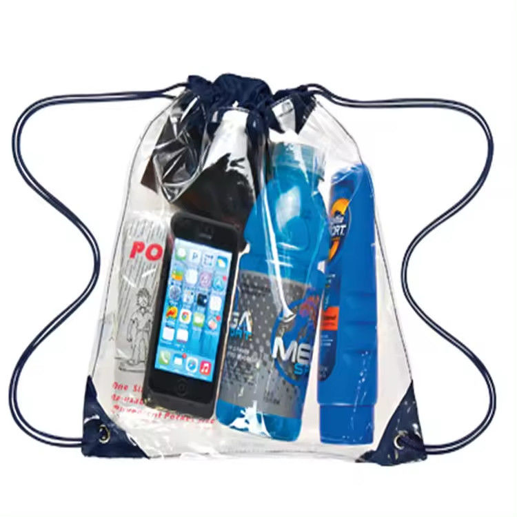 Marketing Waterproof PVC Clear Backpack Drawstring Pouch Bag with Custom Printed Design
