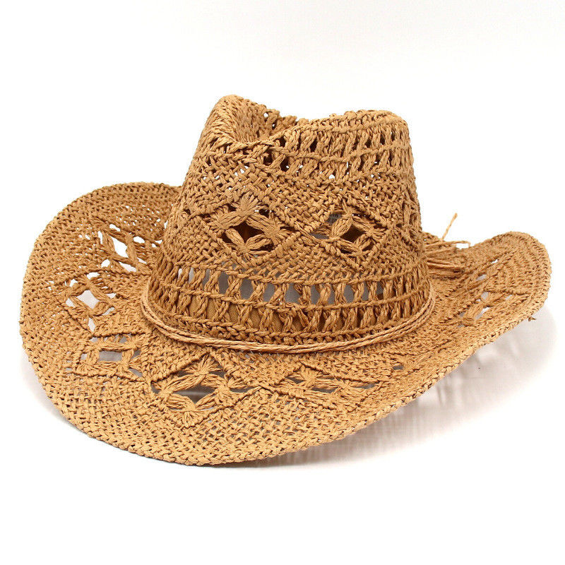 Breathable and Cool American Jazz Top Hat with Upside-Down Edge Hand-Woven Straw Hat
