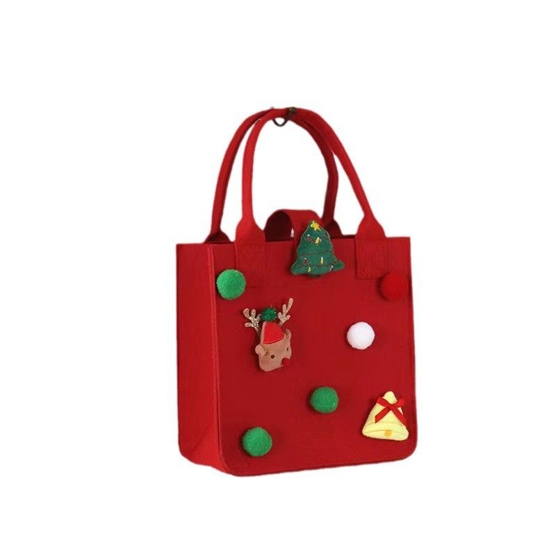 Red Colorful Felt Bag Custom Logo Accepted Christmas Gift Bag for Ins Style