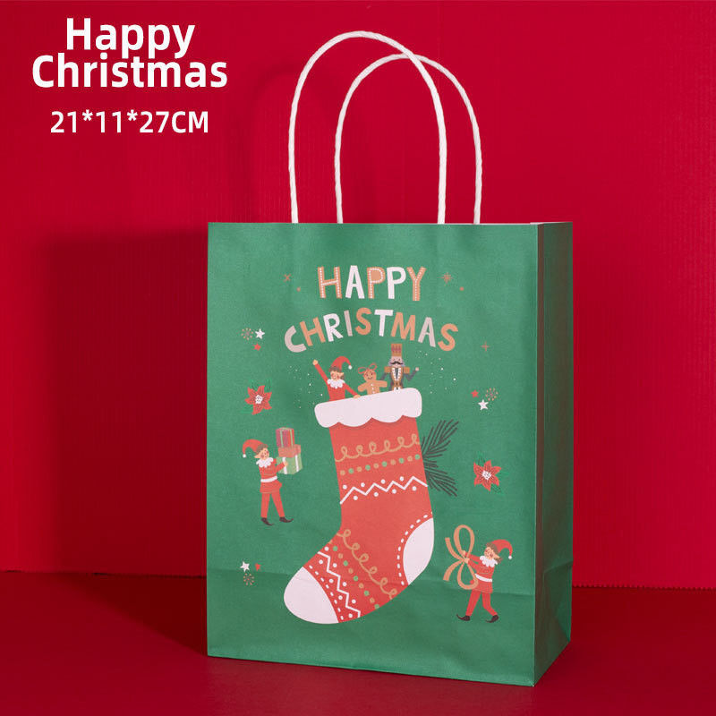 Custom Logo Accepted FSC Certified Kraft Paper Bag for Sustainable Christmas Shopping