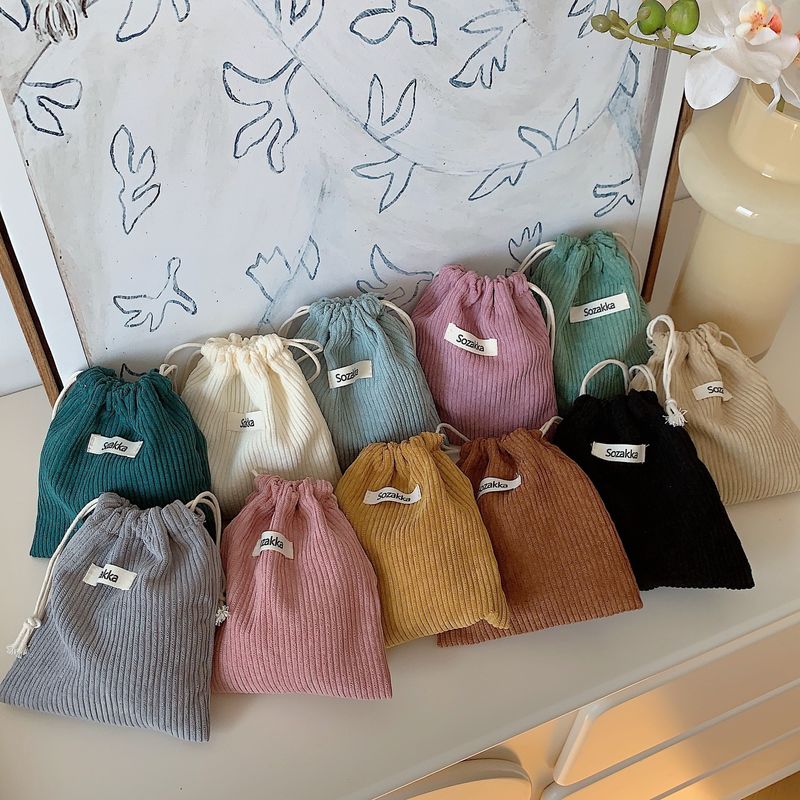 Customized Color Woven Label Storage Drawstring Fabric Packaging Bag for All Seasons
