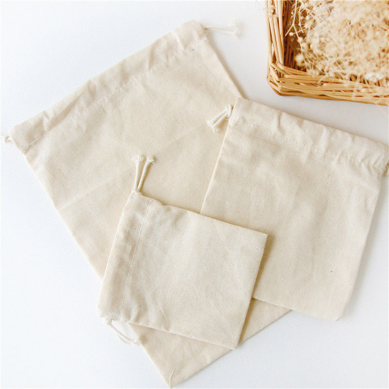 OEM/ODM Accepted Custom Logo Printed Cotton Linen Drawstring Bag for Eco Friendly Gift
