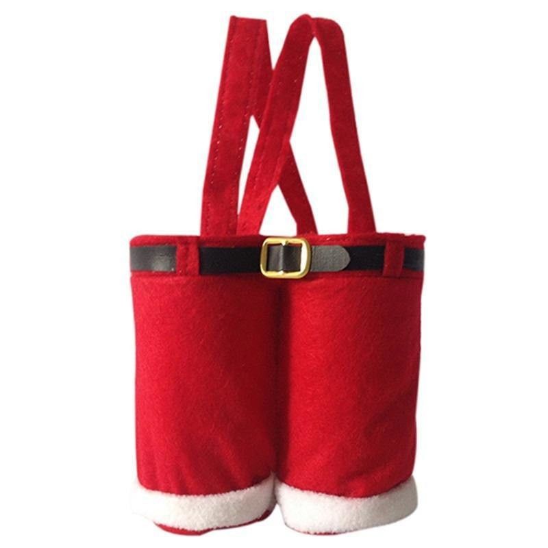Santa Claus Pants Shaped Gift Bags for Holiday Gifts Candy Bag Christmas Decorations