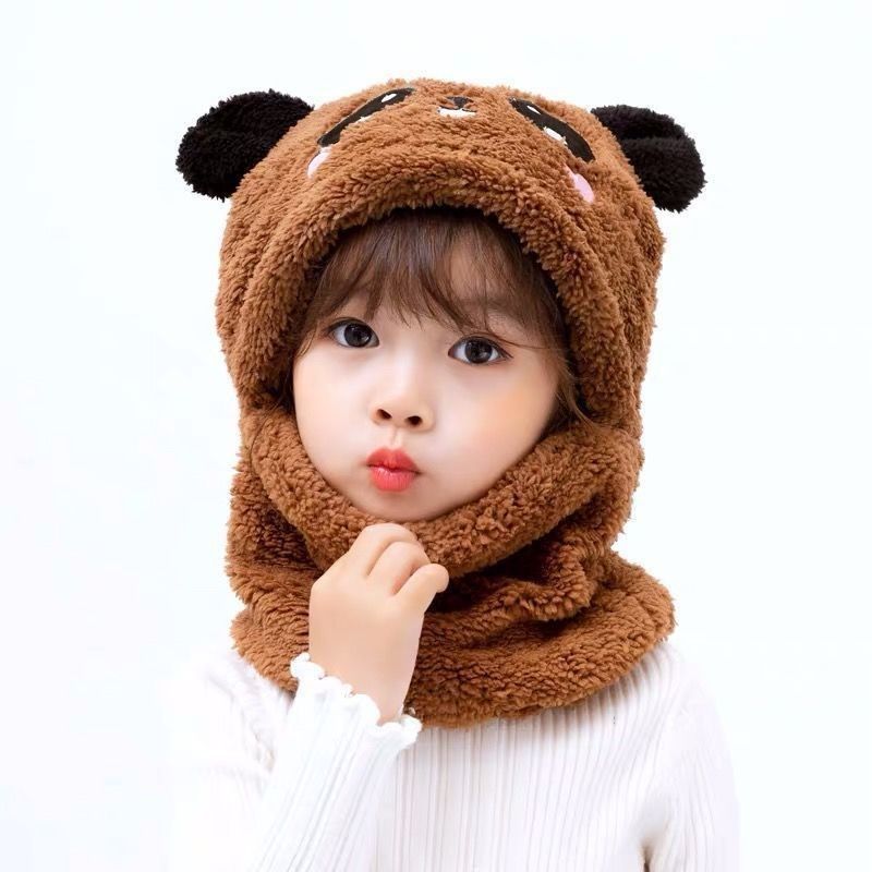 Applicable Scene Autumn and Winter Cute Children Cartoon Scarf Hat for Family Outings