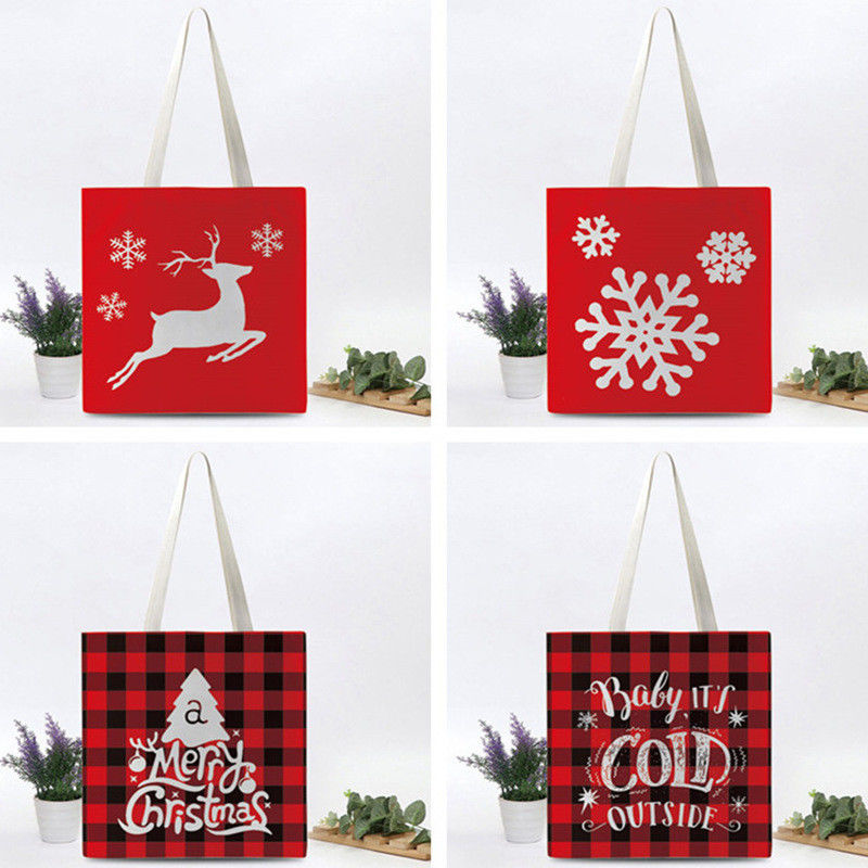 Custom Printed Heavy Duty Cotton Canvas Tote Bag for Shopping at Christmas Festival