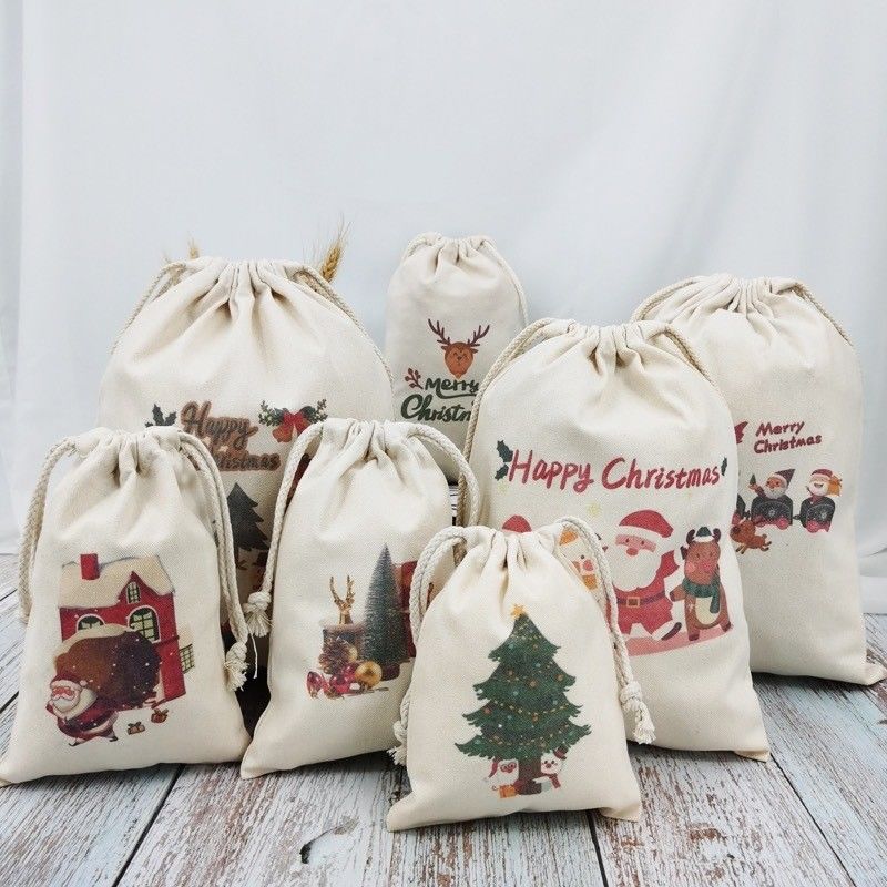 Sublimation Blank Santa Sacks for Gifts Decoration Medium Size 30-50cm Acceptable OEM/ODM