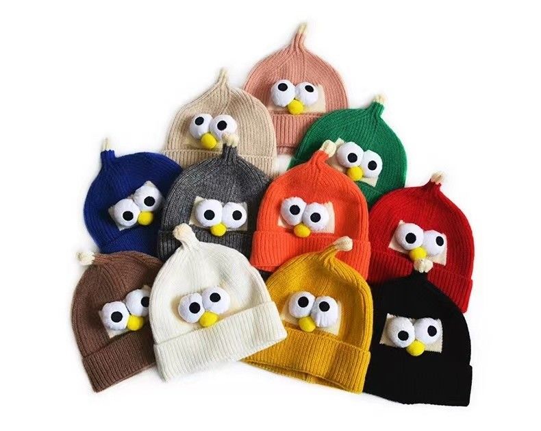 Unisex Winter Cartoon Wool Hat Cat Brother Knitting Eye Hat for Boys and Girls' Trend