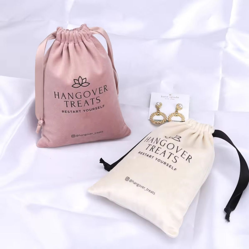 Medium 30-50cm Pink Velvet Dust Bag for Customized Drawstring Gift Cosmetic Packaging