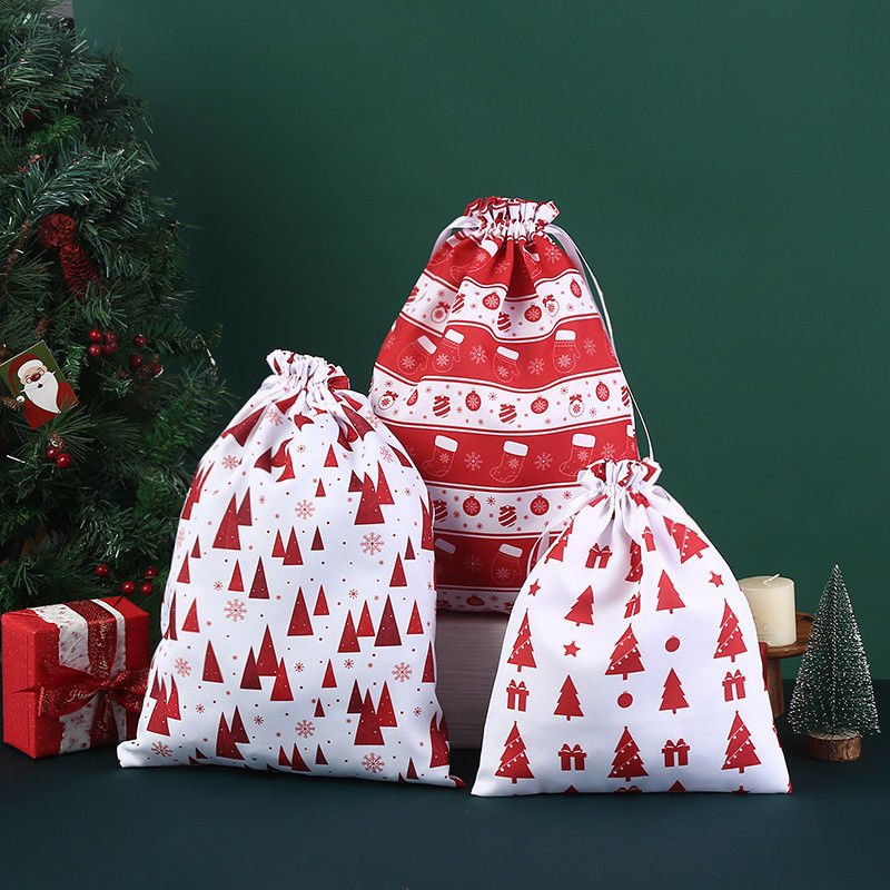 Letter Pattern Type Large Drawstring Pouches Christmas Cotton Bag Santa Sacks Gift Bag