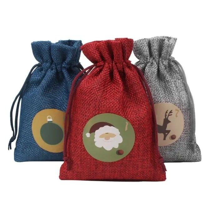 Christmas Gift Pouches Customized Color Jute Sacks for Gifts and Party Favors