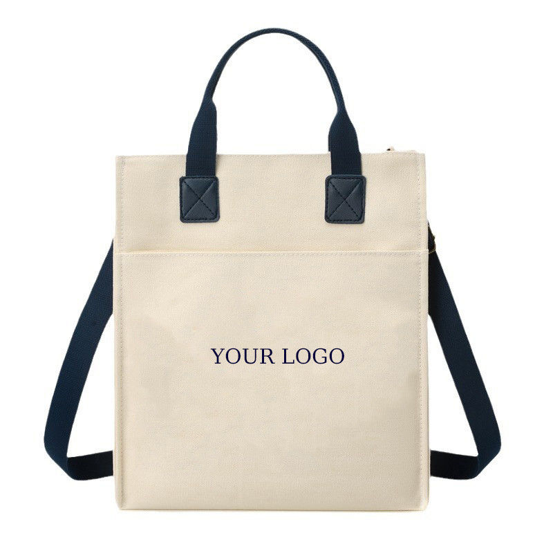 PU Handle Eco Friendly Waterproof Laminated Canvas Tote Shopping Bag With Custom Logo