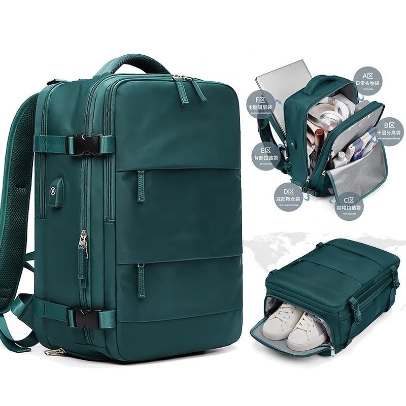 Waterproof Anti-theft Custom Nylon Polyester Travel Bag Laptop Business Hiking Backpack with USB Charging Port