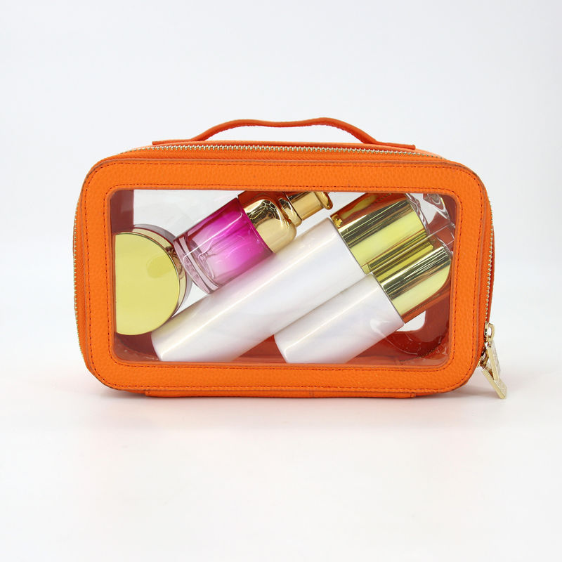 Small Waterproof Travel PU Leather Toilet Bag with Customized Color PVC Makeup Case