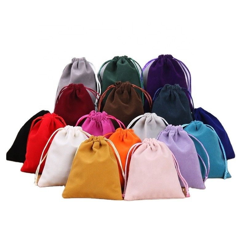 Colorful Velvet Drawstring Pouches for Custom Jewelry Packaging and Display