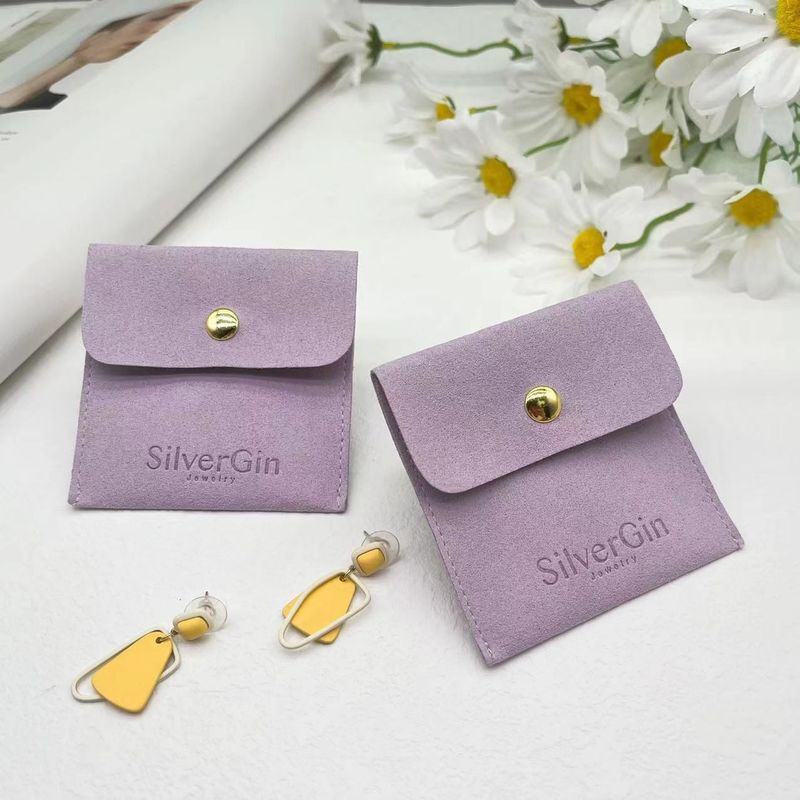 Jewelry Pouch Luxury Print Logo Microfiber Snap Button Bags for Earrings and Necklaces