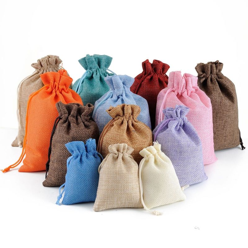 Waterproof Custom Logo Print Linen Drawstring Bag for Jewelry and Digital Product Storage