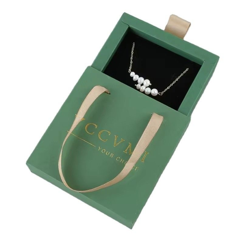 Custom Logo Jewelry Pink Velvet Pouch Bags in Slide Paper Gift Box Packaging for Nail