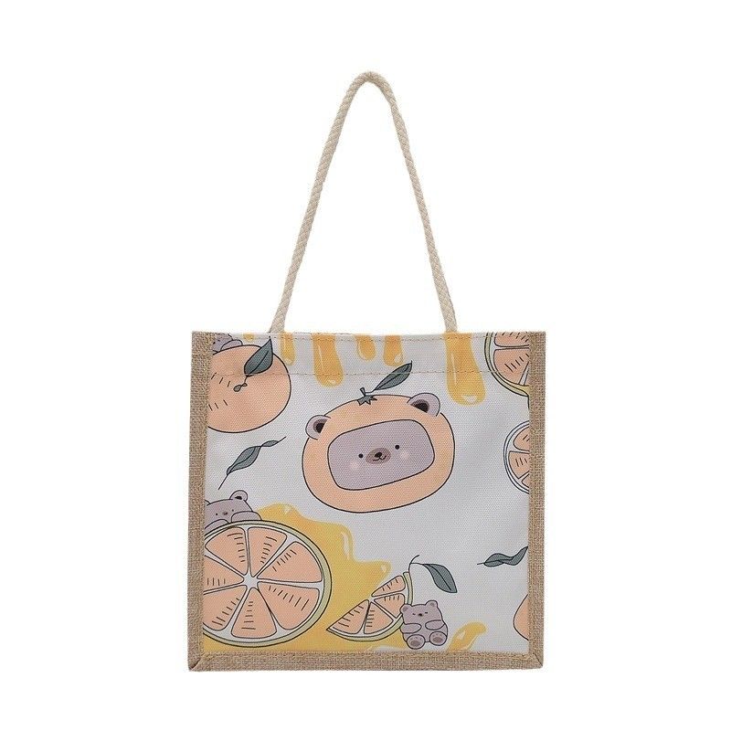 2024 Korean Ins Simple Student Cartoon Canvas Handbags Ladies Mini Tote Bags For Girls