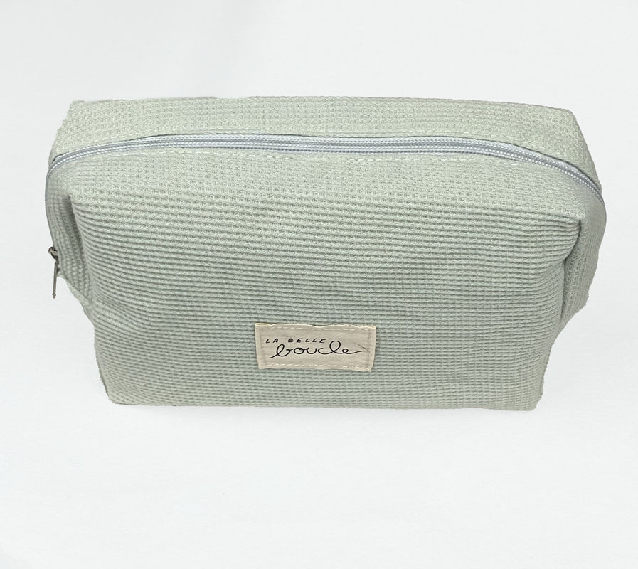 Custom Logo Accepted Soft Waffle Print Cosmetic Bag for Bridesmaids' Makeup and Gifts