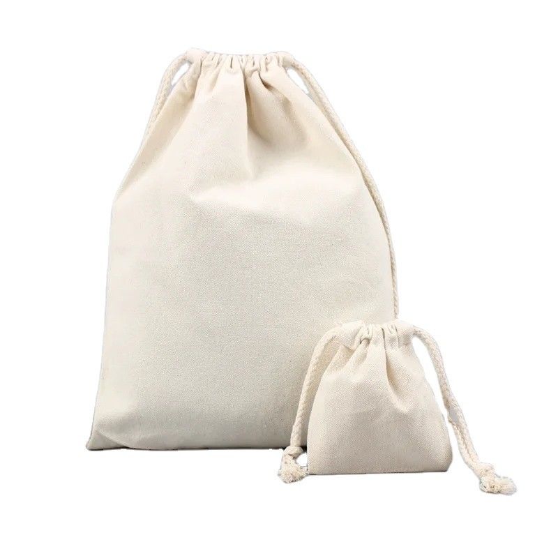 Custom Logo Cotton Drawstring Bag for Reusable Eco Friendly Packaging in Small Size