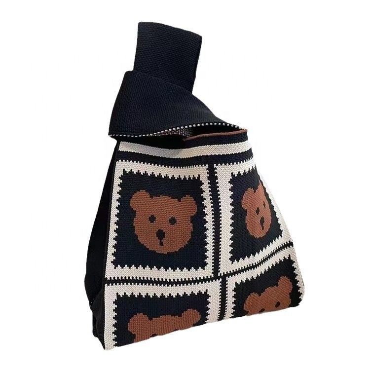 Handled Logo Customized Logo Popular Women Shopping Handbag Custom Polyester Woven Bag Min